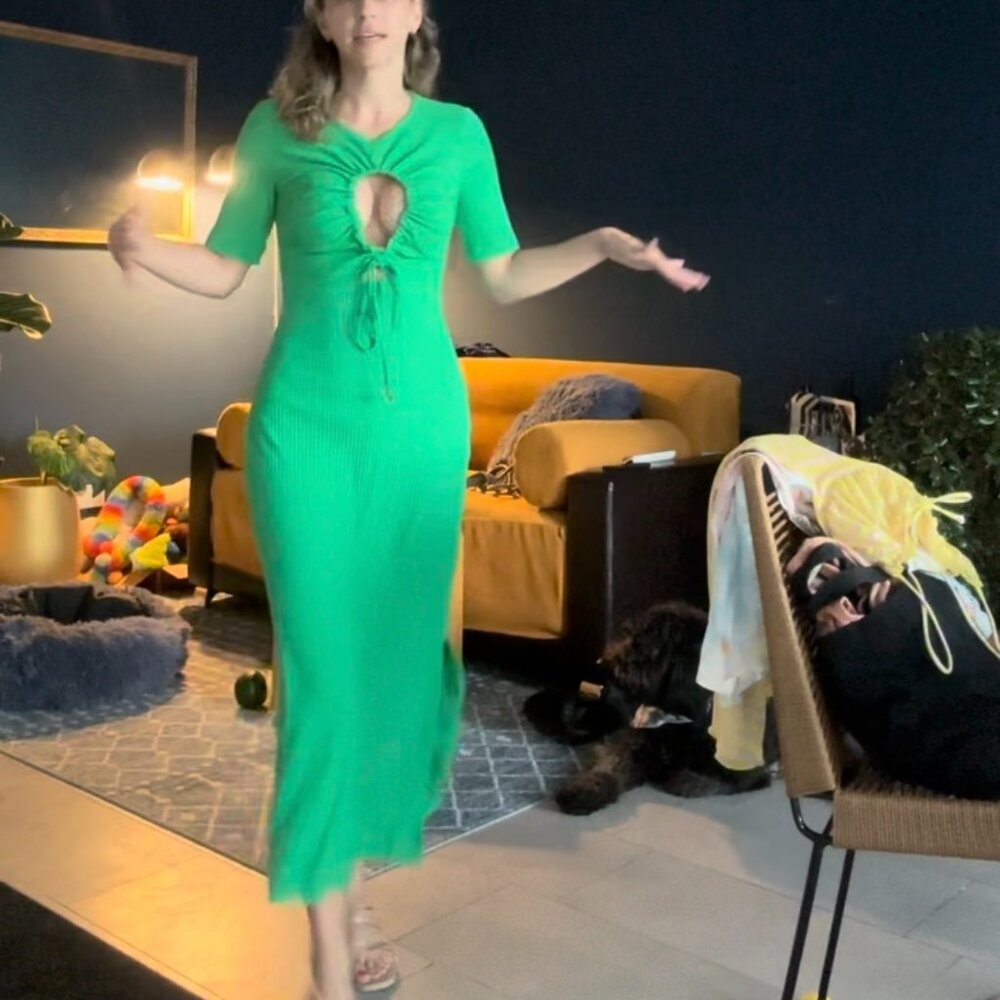 Green FARM Rio cut out midi dress - Size P (Small)
